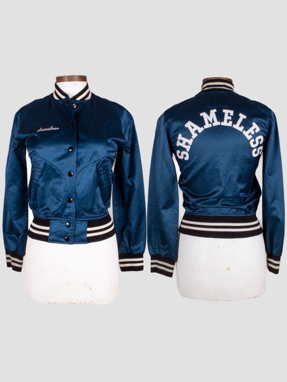 R13 SHAMELESS DARK BLUE VARSITY BOMBER JACKET